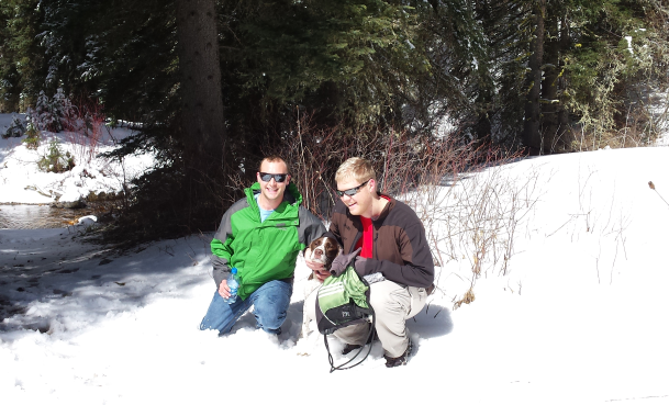 two guys and a dog